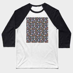 Mushroom Hunter Blue All Over Pattern Baseball T-Shirt